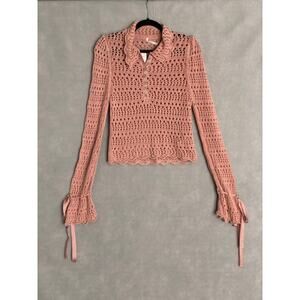 Free People Loose Knit Sweater Women's Small  Drawstring Sleeve  in Rose